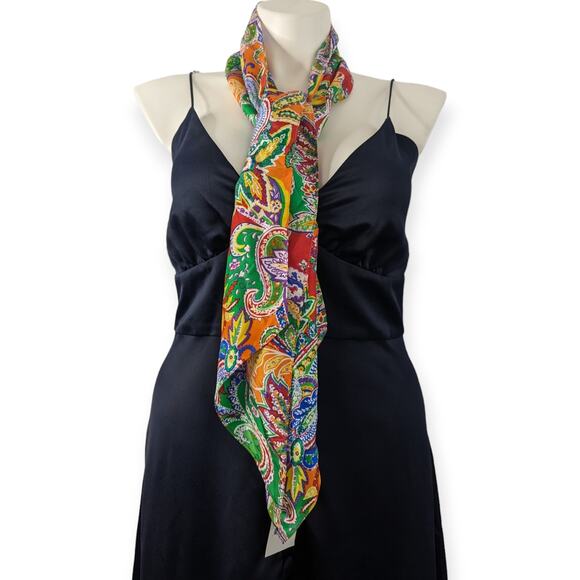 Ralph Lauren Collection Silk Multicolor Oblong Scarf NEW 64" by 8" - Picture 2 of 6